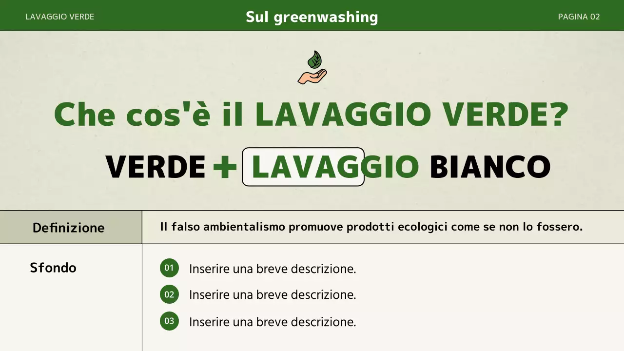 Una semplice presentazione in verde con colori verdi