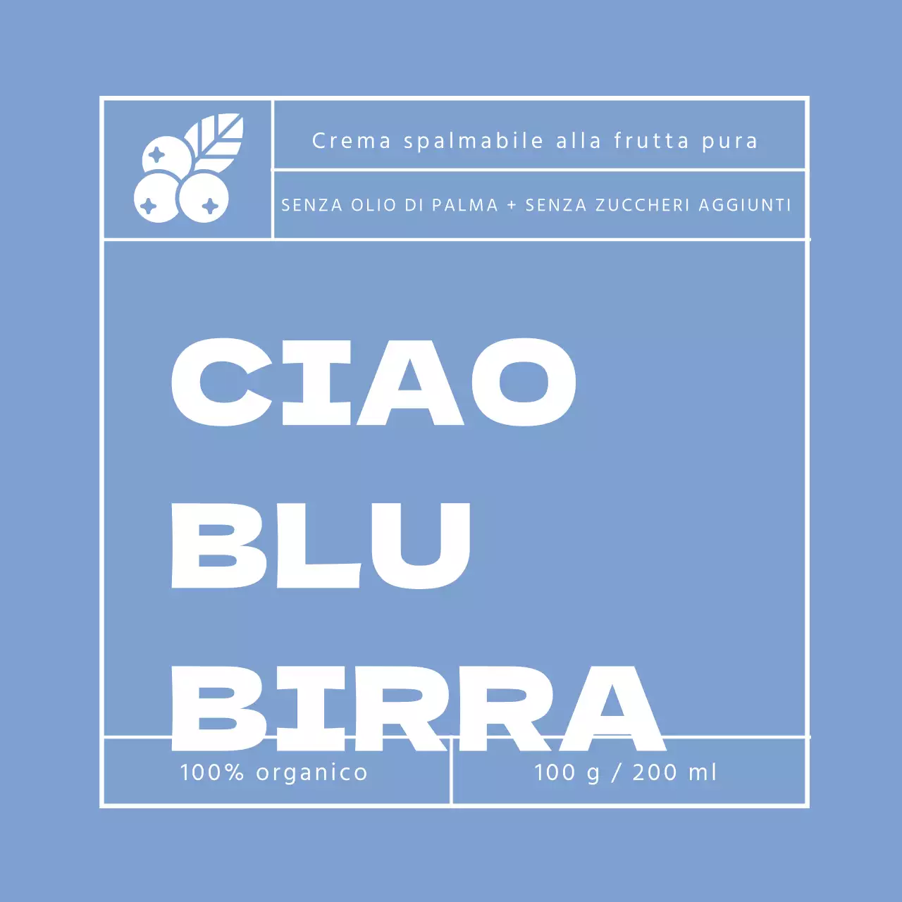 Etichetta della marmellata di mirtilli