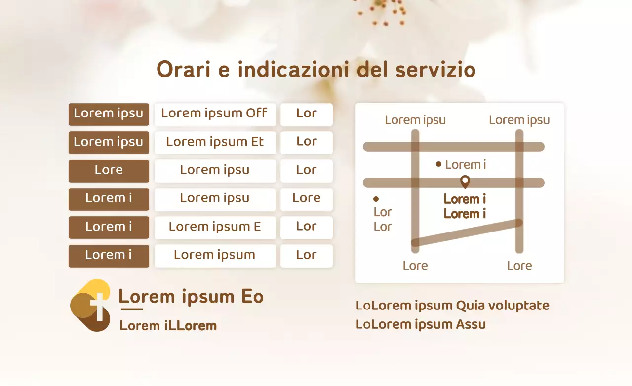 Stile semplice in bianco e marrone per l'informazione e la promozione della chiesa