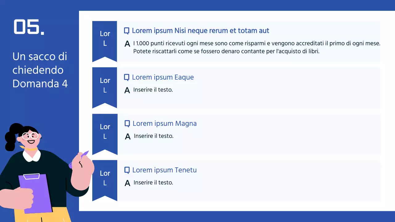 Un tema di libreria con illustrazioni umane su un semplice sfondo viola e blu.