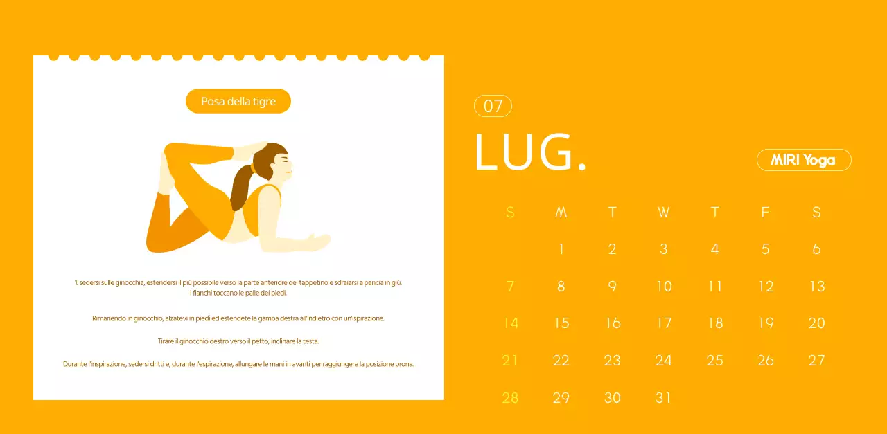 Calendari arancioni da regalare per promuovere il vostro studio di yoga