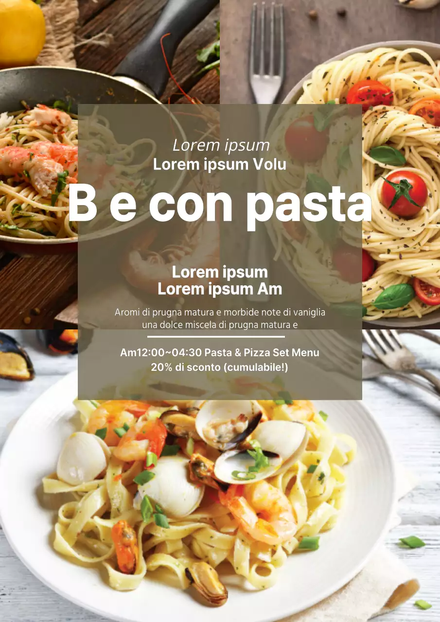 Promuovere l'evento del primo anniversario di un negozio di pasta con una foto di pasta verde