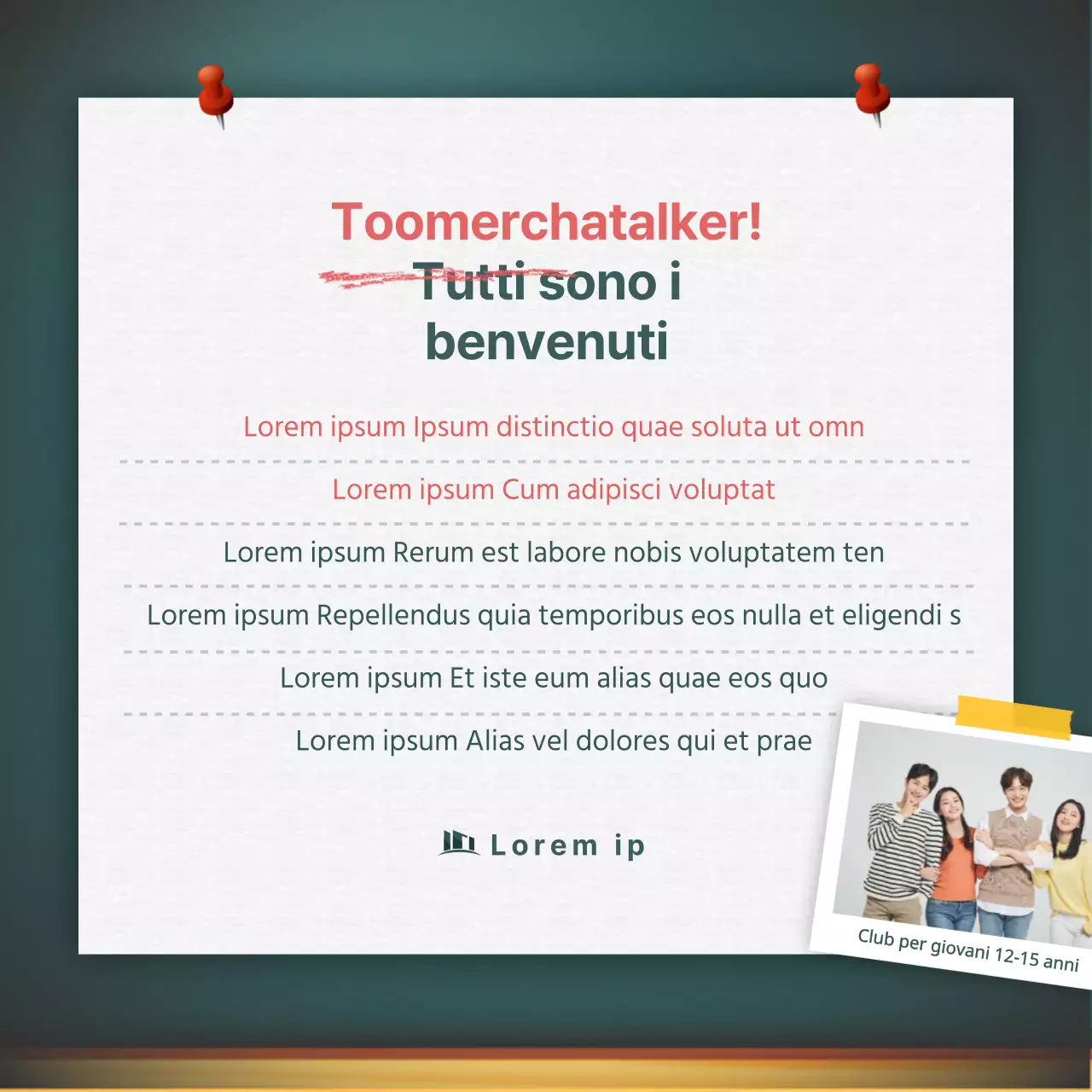 Cartolina con gesso per il reclutamento di un club universitarioNews Design