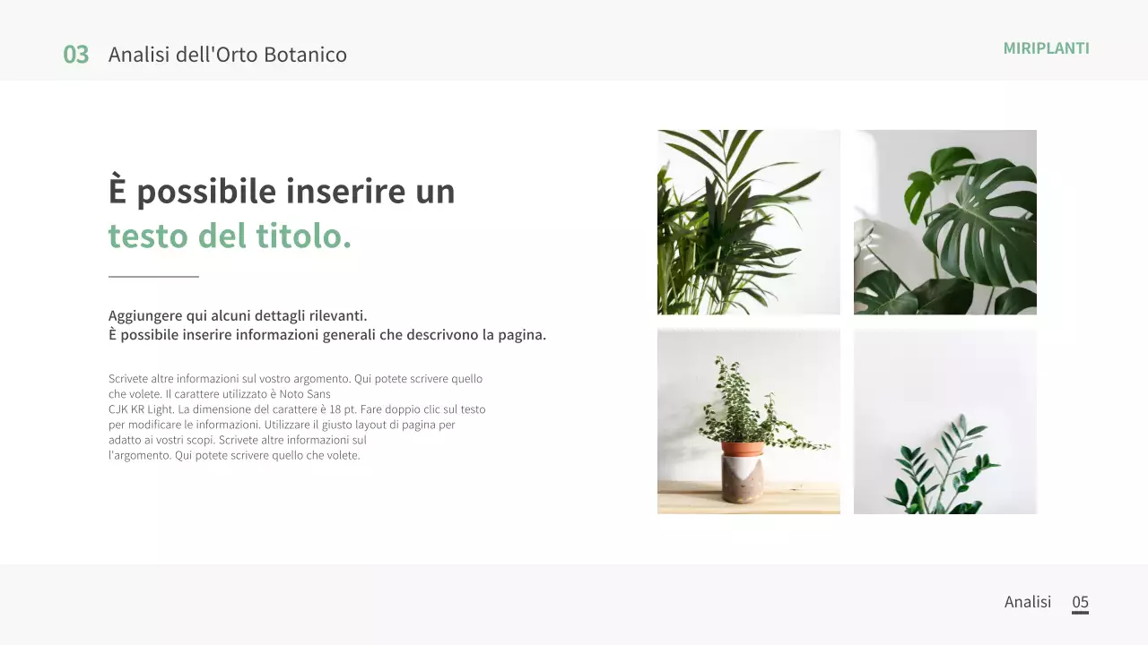 Modello di pianta a tema verde e bianco