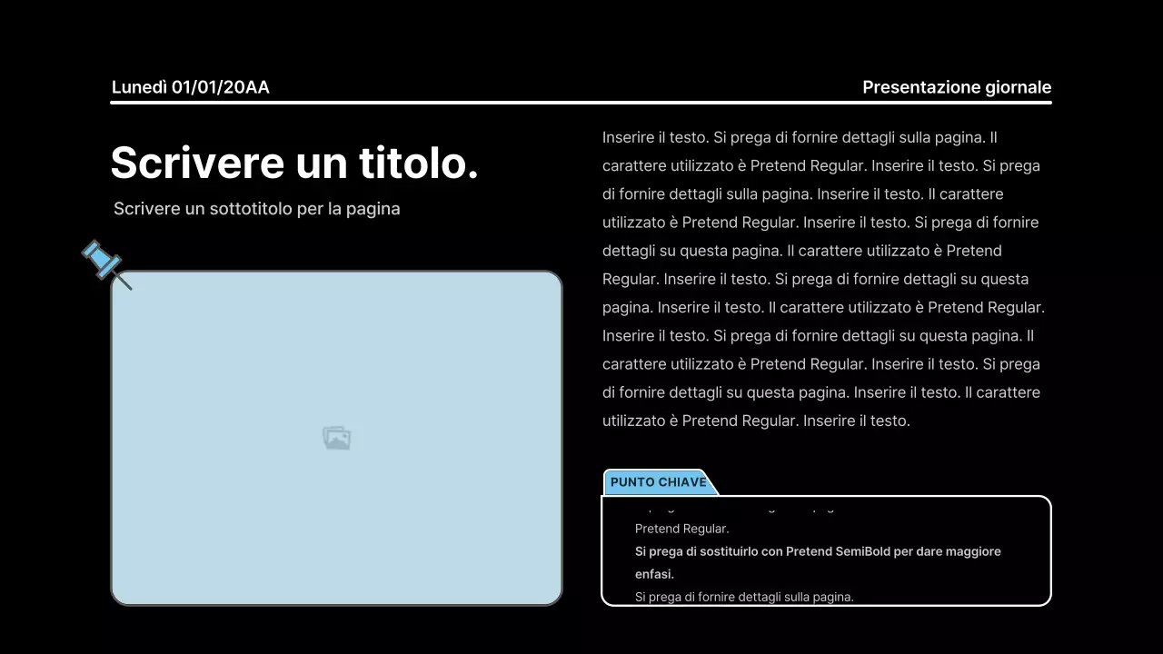 Presentazione che attira l'attenzione con linee decise in un concetto di giornale su sfondo nero