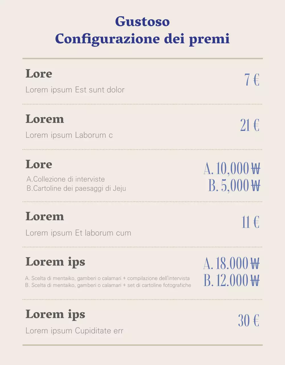 Finanziamento a bacchette di colore blu scuro e beige