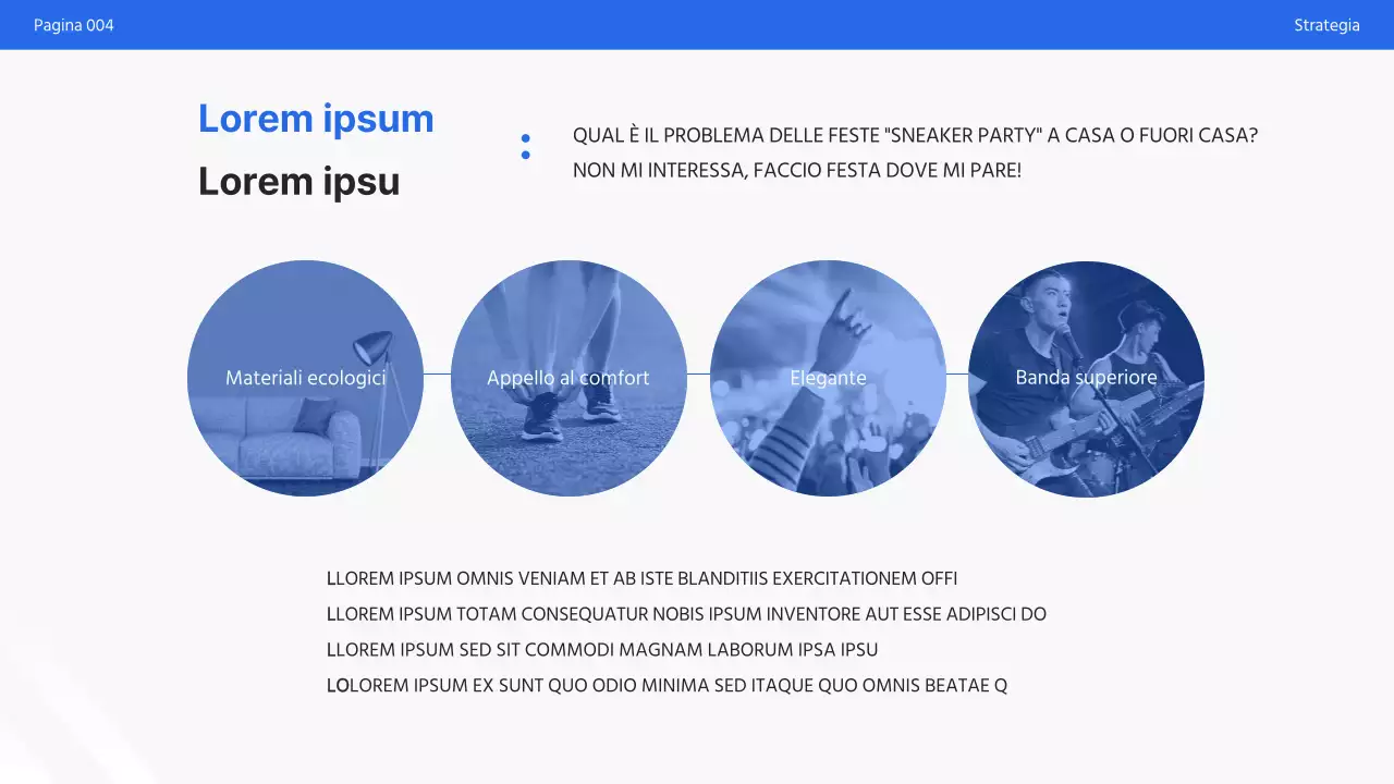 Semplice presentazione promozionale di marketing in bianco e blu