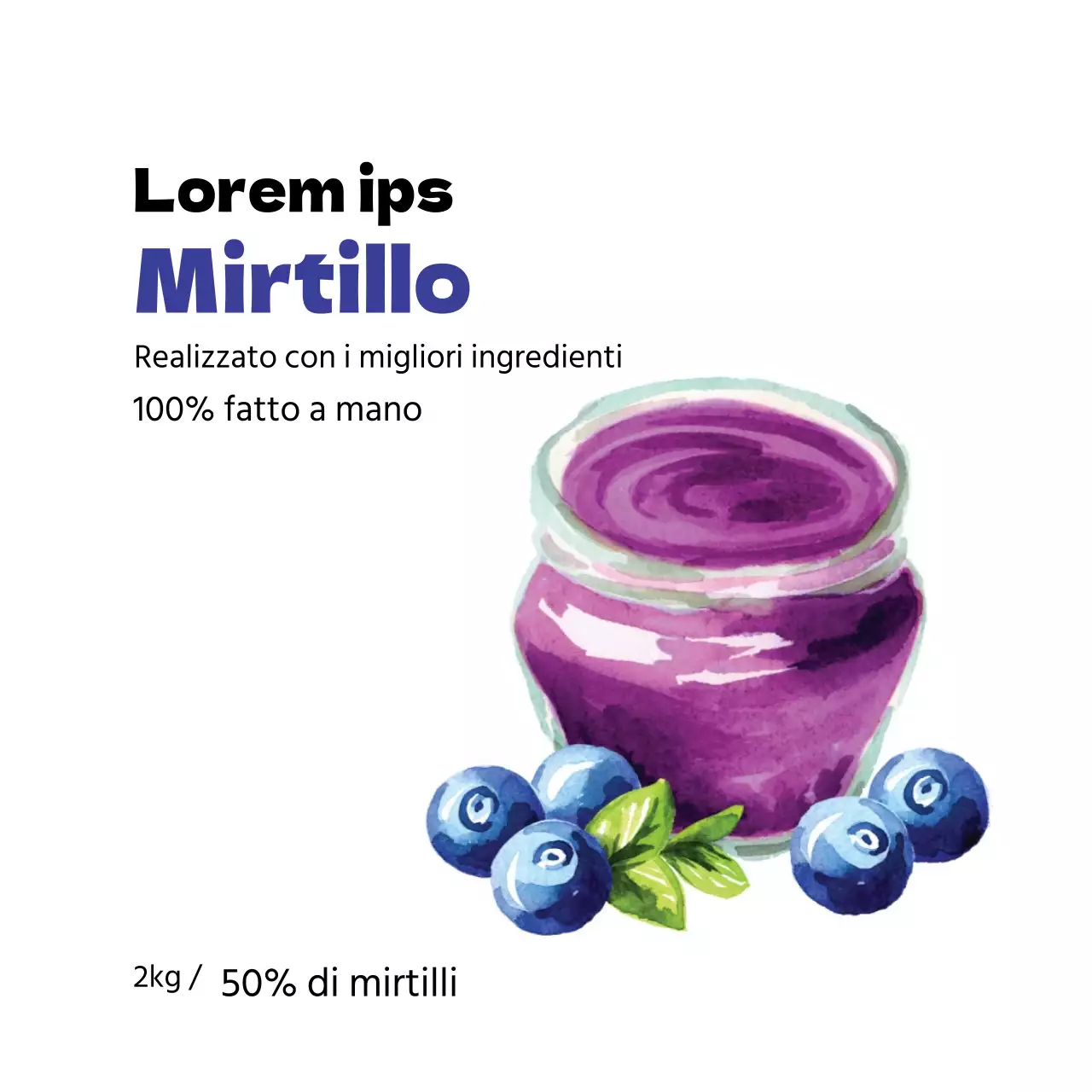 Etichetta della marmellata di mirtilli