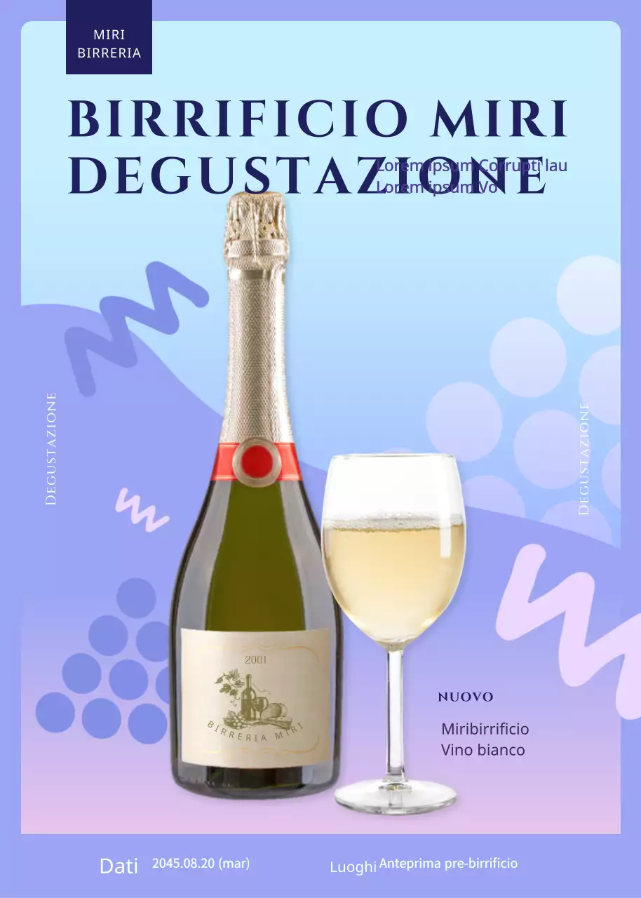 Popup per un evento di degustazione di vini con illustrazione simpatica color malva