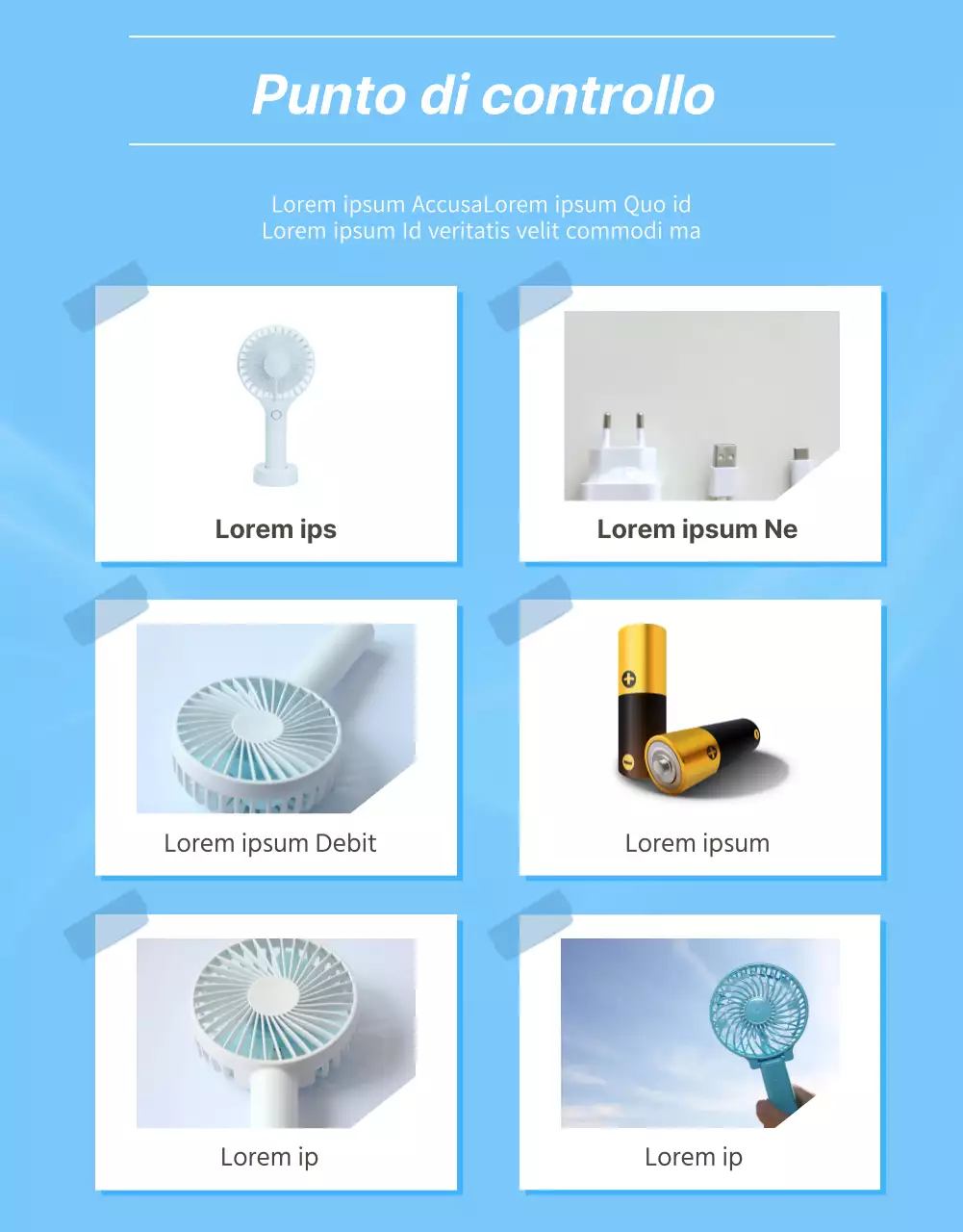 Ventaglio semplice con sfondo azzurro spiegato