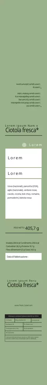 Etichette di confezionamento per insalata verde ordinata