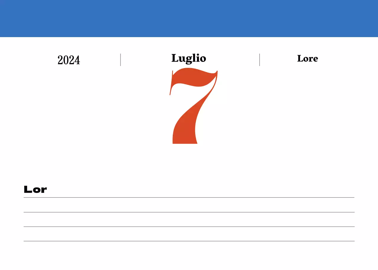Calendario nostalgico di concezione retrò in rosso e blu