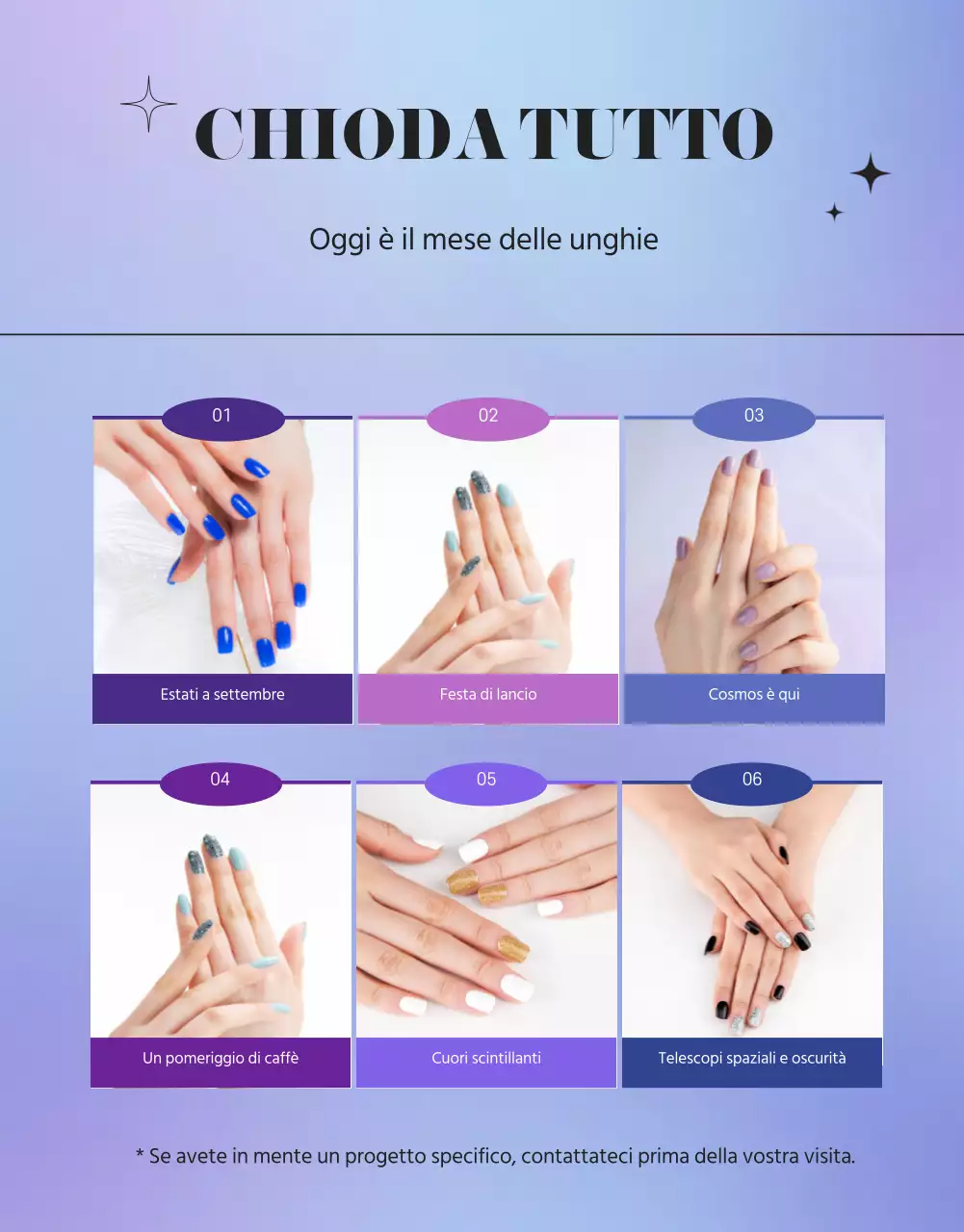 Promuovere un salone per unghie viola e sentimentale
