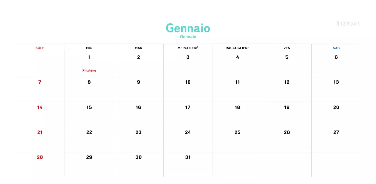 Un calendario di Capodanno caldo e illustrato