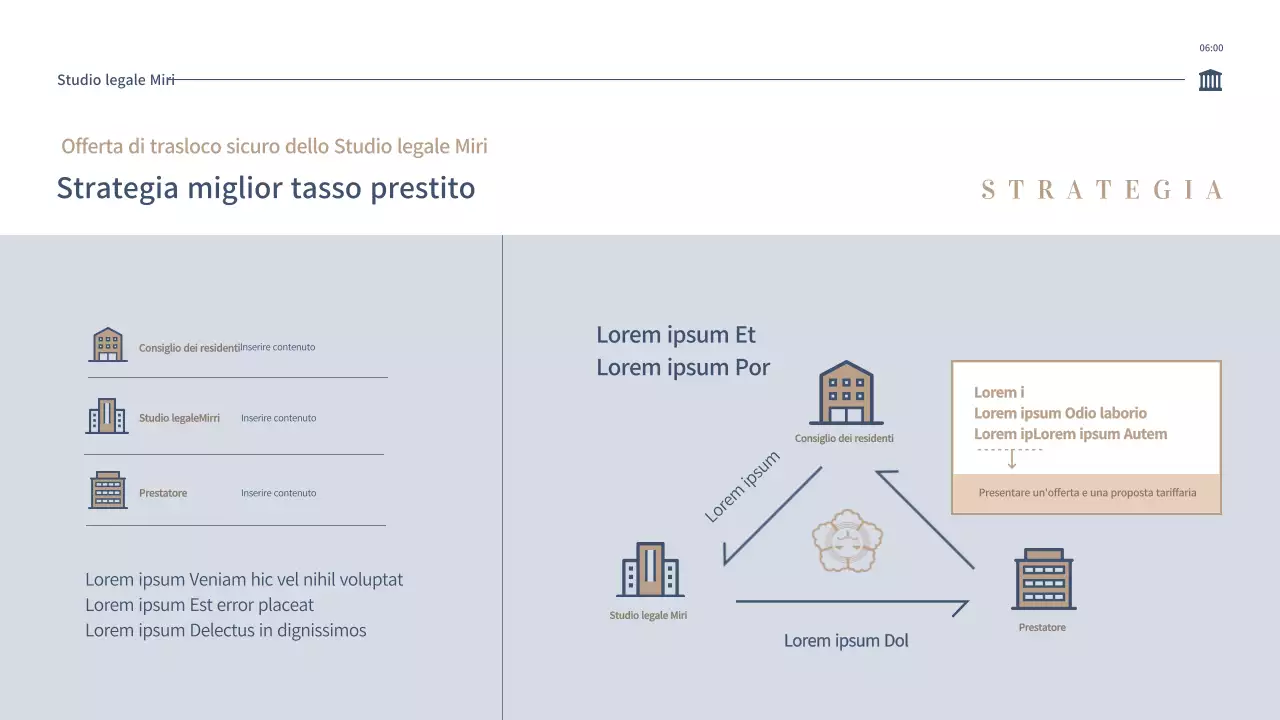 Proposta di offerta di uno studio legale pulito in blu e beige (PPT)