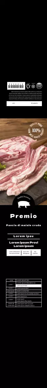 Etichetta della pancia di maiale con foto nera
