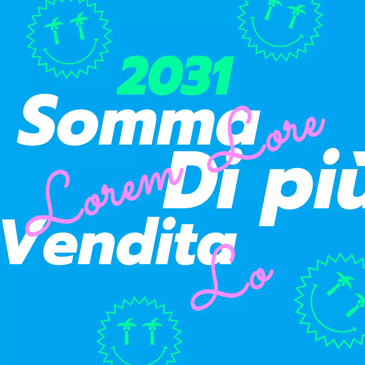 Tema tipografico per i saldi estivi con colori fluo e layout organico