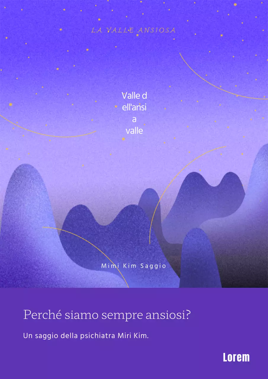 Illustrazione curva saggio personale in viola e giallo