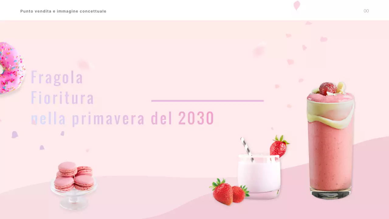 Presentazione del brief di merchandising primaverile del caffè in colori rosa pastello