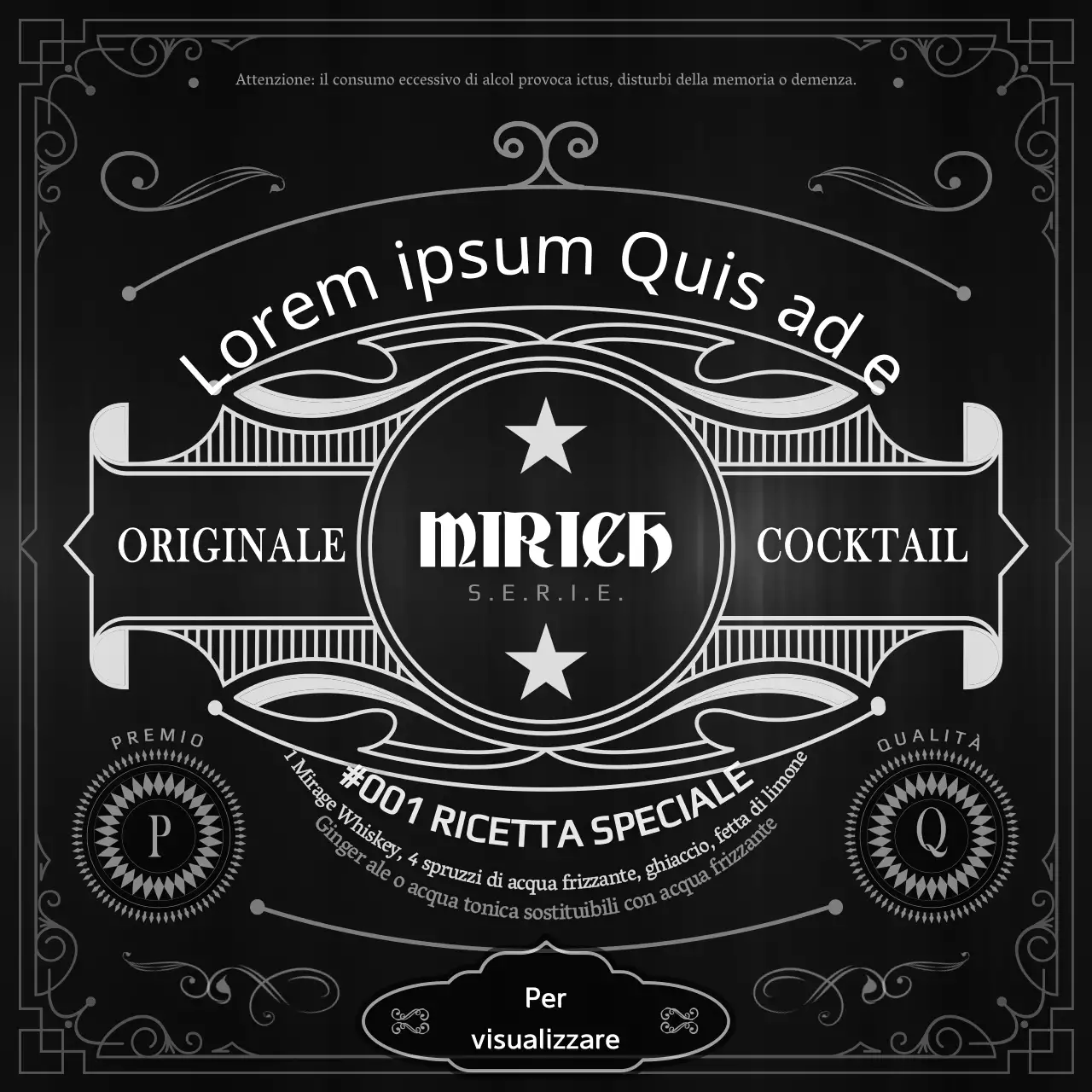 Etichetta di whisky in bianco e nero Concept Informazioni sulla ricetta per la birra casalinga