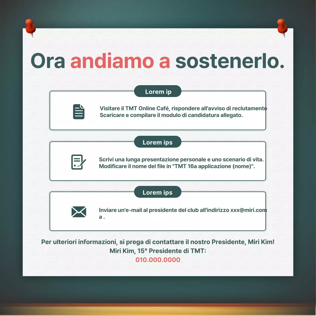 Cartolina con gesso per il reclutamento di un club universitarioNews Design