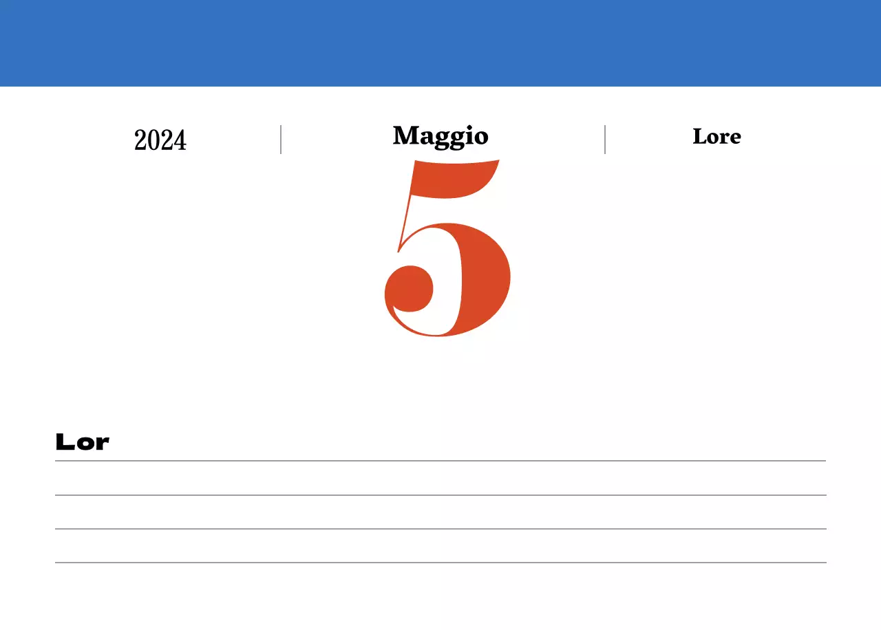 Calendario nostalgico di concezione retrò in rosso e blu