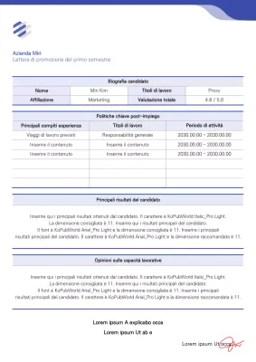Formattazione di una lettera di raccomandazione per la promozione in BlueCollar