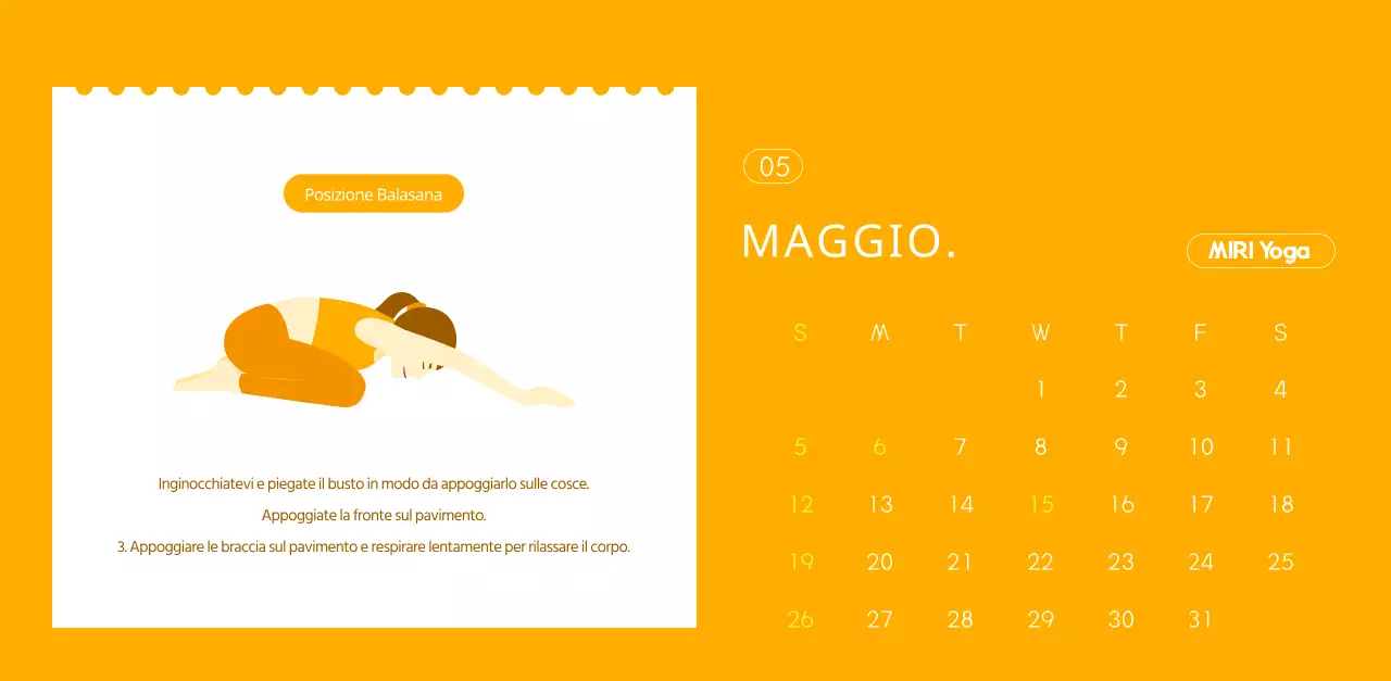 Calendari arancioni da regalare per promuovere il vostro studio di yoga