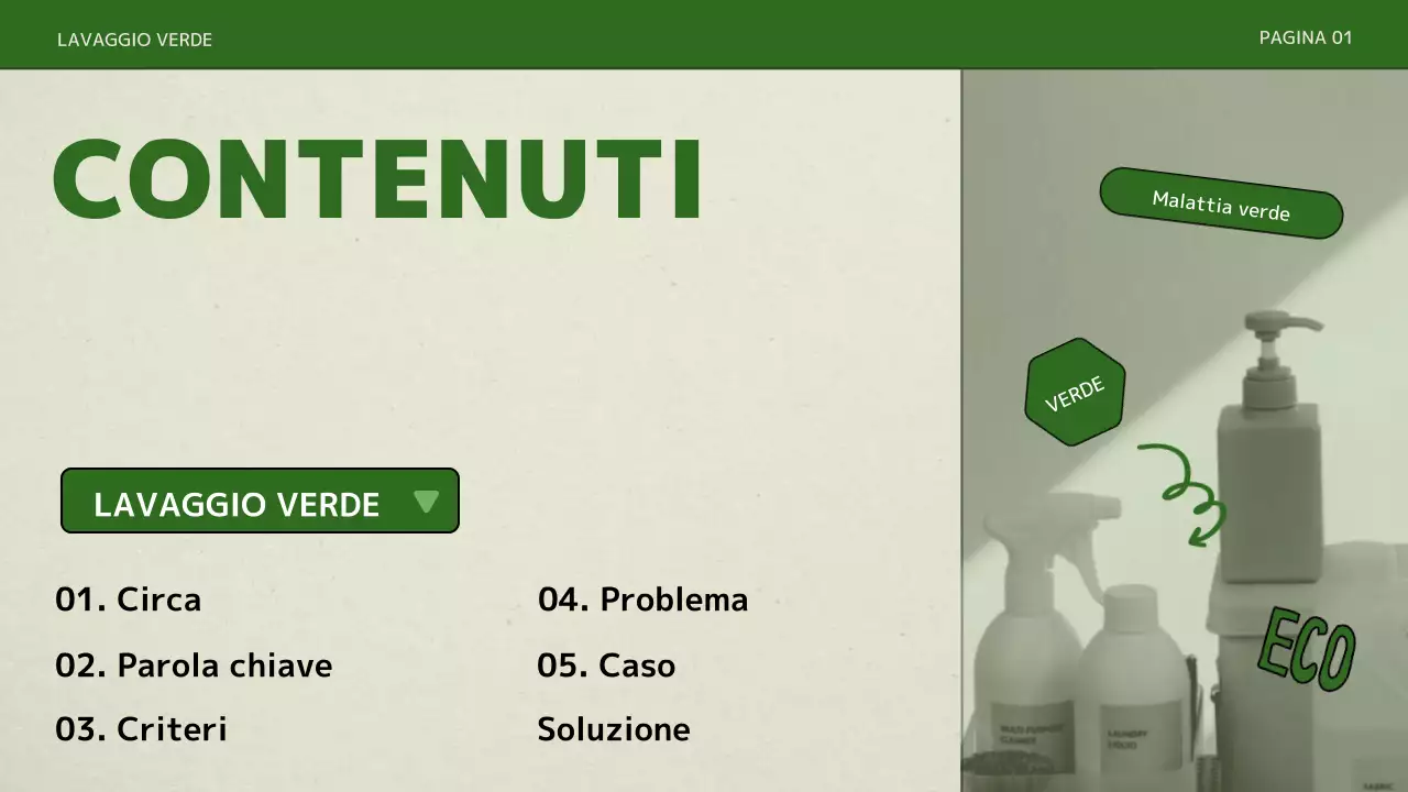 Una semplice presentazione in verde con colori verdi