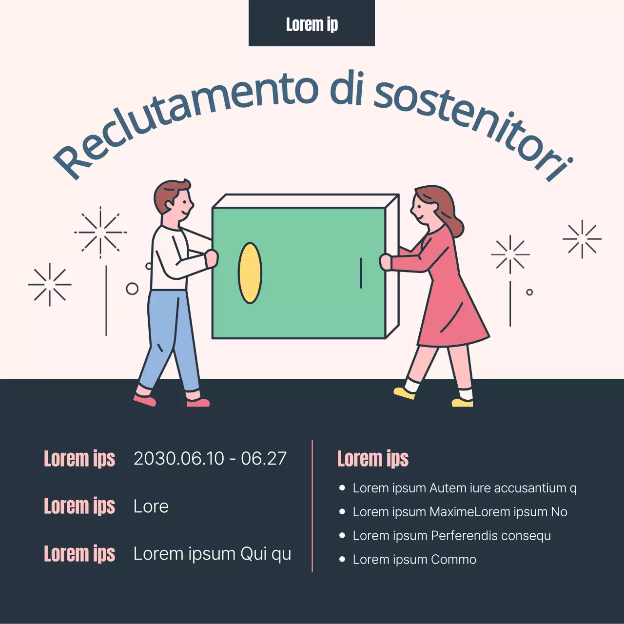 Illustrazione pastello rosa-blu editore Reclutamento di sostenitori Pubblicità