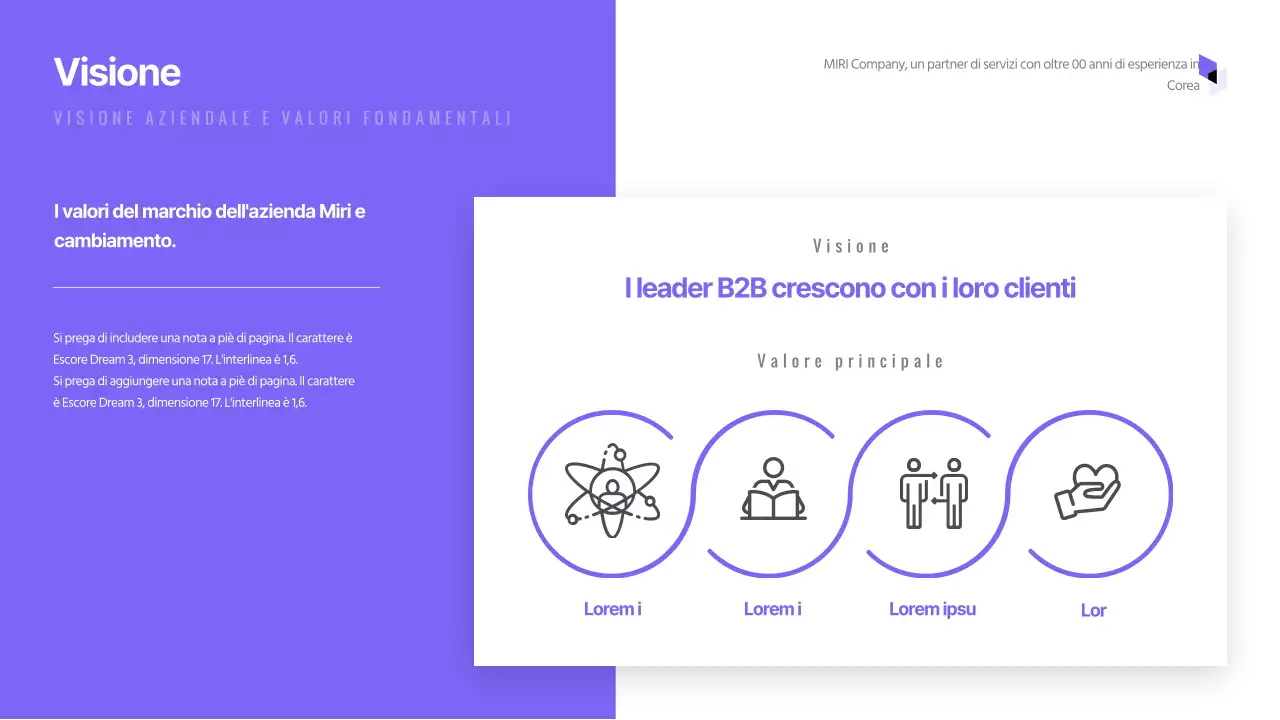 Semplice presentazione aziendale con toni viola