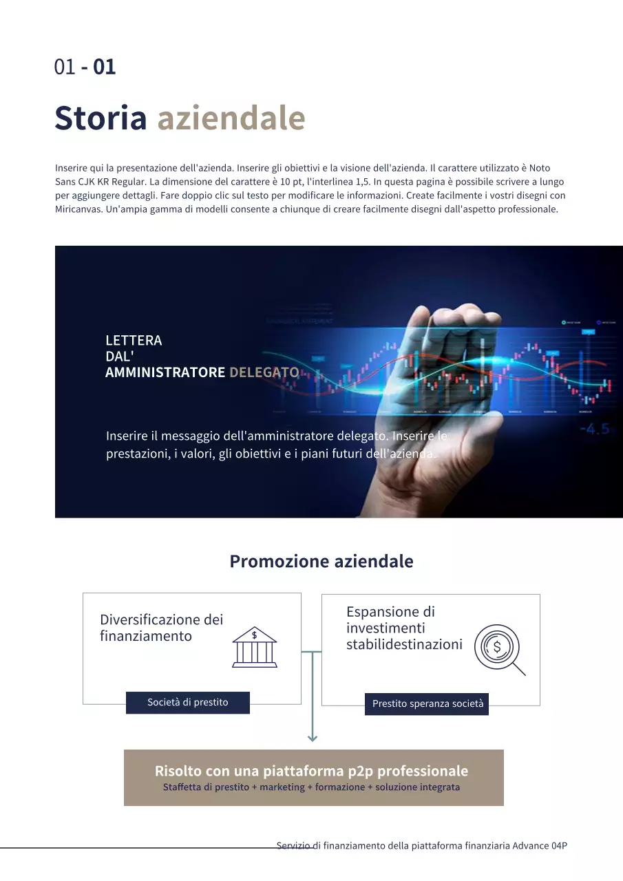 Blu navy Semplice piano aziendale di finanza d'impresa P2P