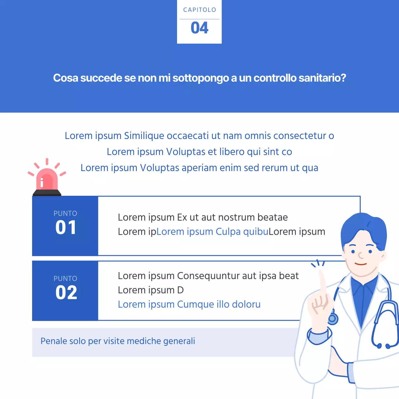 Scheda guida per il controllo sanitario pre-assunzione blu e biancaNews Design