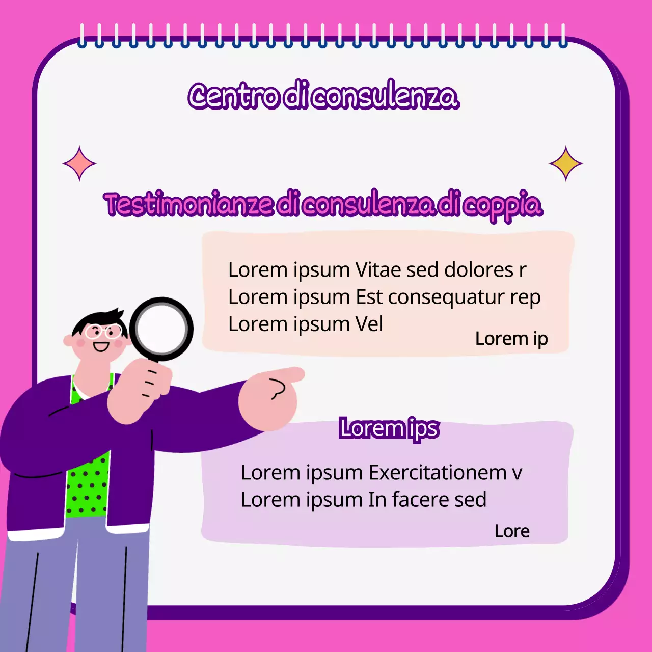 Promuovere una consulenza di coppia in rosa e viola