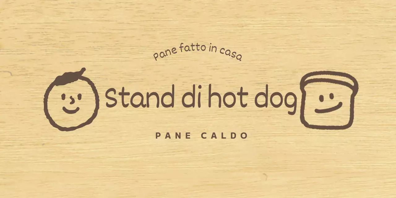 Stile panetteria con illustrazioni di persone e pane disegnate in marrone
