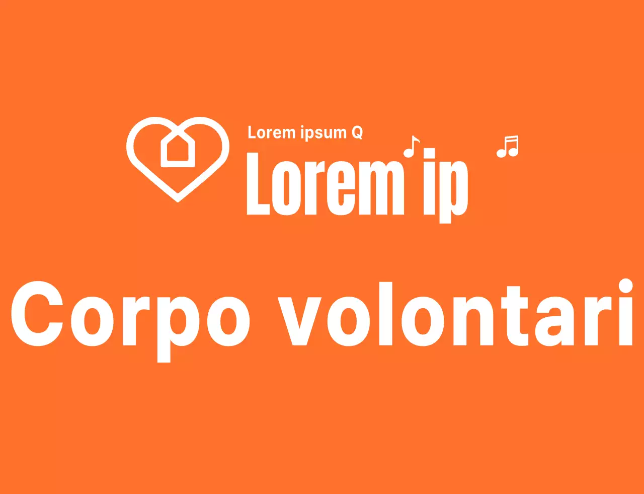 Testo ritmico stile logo in arancione e bianco Organizzazione di volontariato