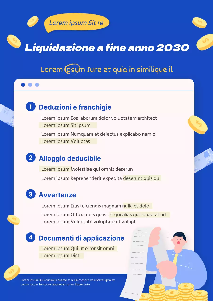 Illustrazione pulita blu e gialla poster web di fine anno verticale