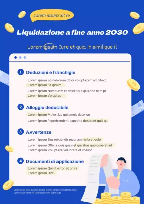 Illustrazione pulita blu e gialla poster web di fine anno verticale