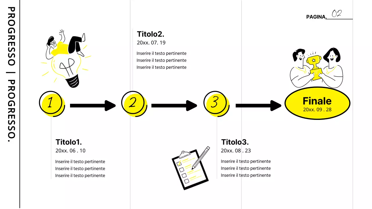 Verbale della riunione di studio con evidenziazione in bianco e giallo