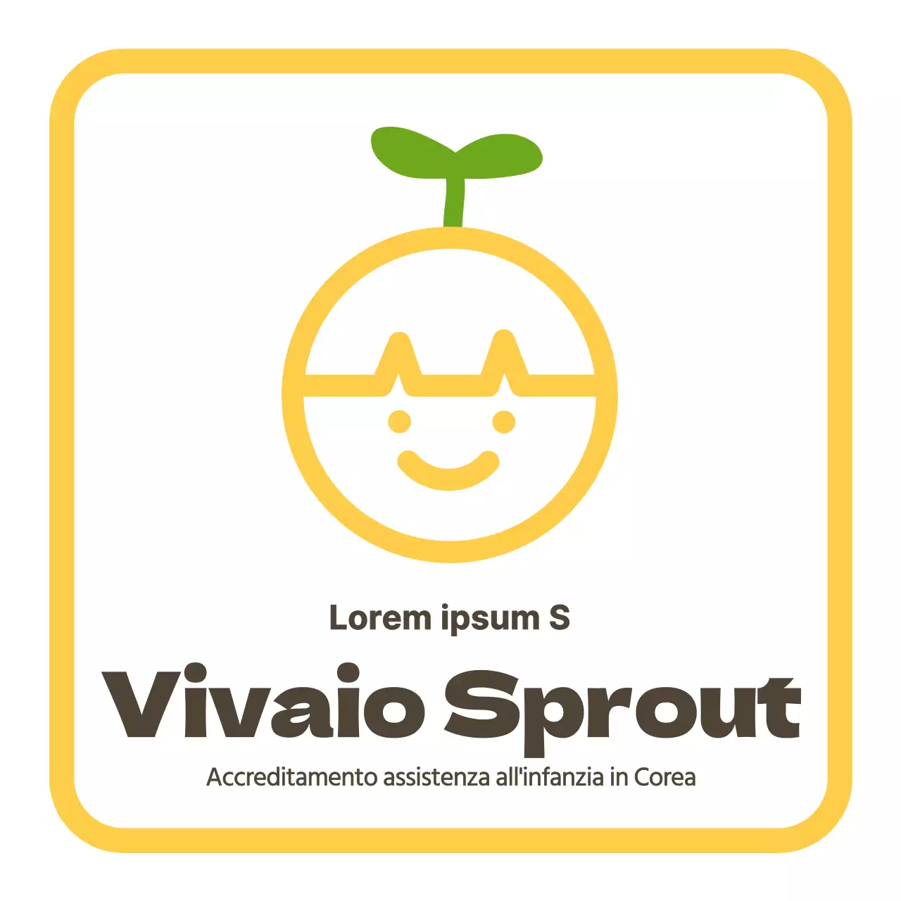 Insegna con logo dell'asilo nido in stile pulito in giallo e marrone