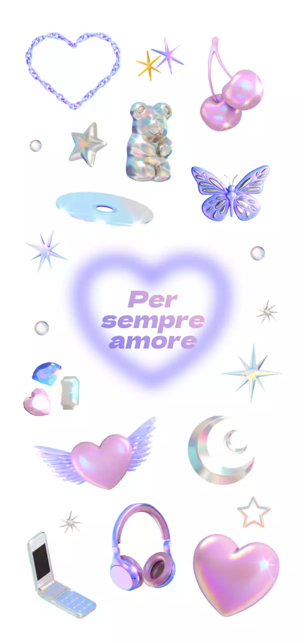 Il bagliore rosa e viola del concept 3D Y2K.