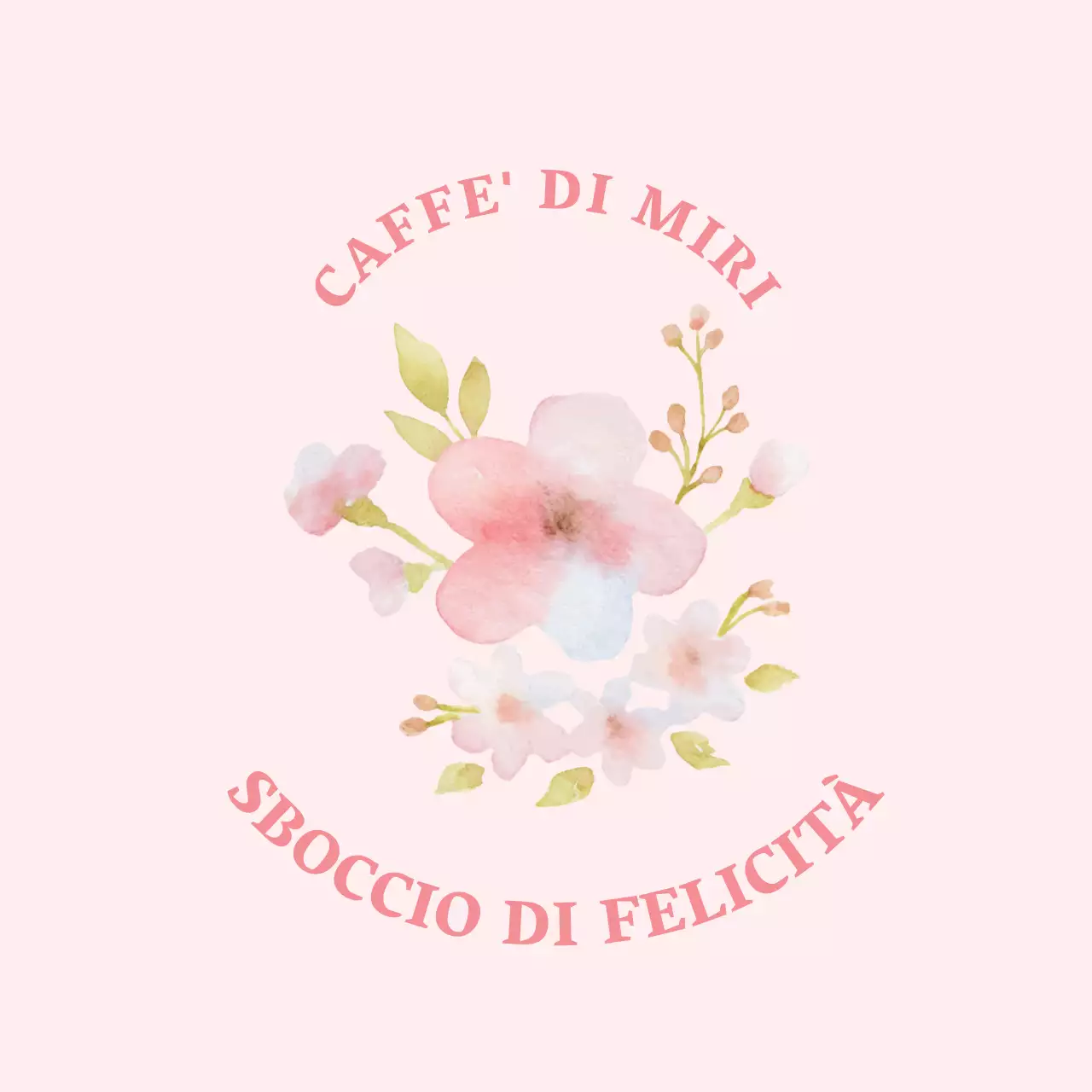 Etichetta per caffè primaverile ordinata con illustrazione rosa