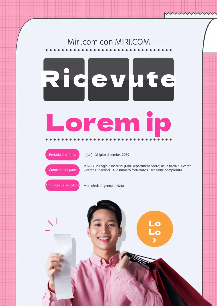 Promuovere un simpatico evento in un grande magazzino con un concetto di scontrino rosa