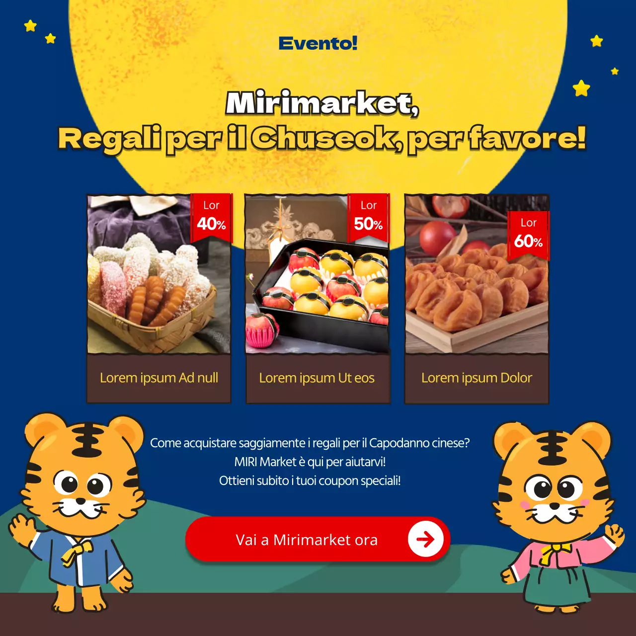 Un'inaspettata storia di Chuseok con un simpatico concetto di illustrazione in blu navy e marrone