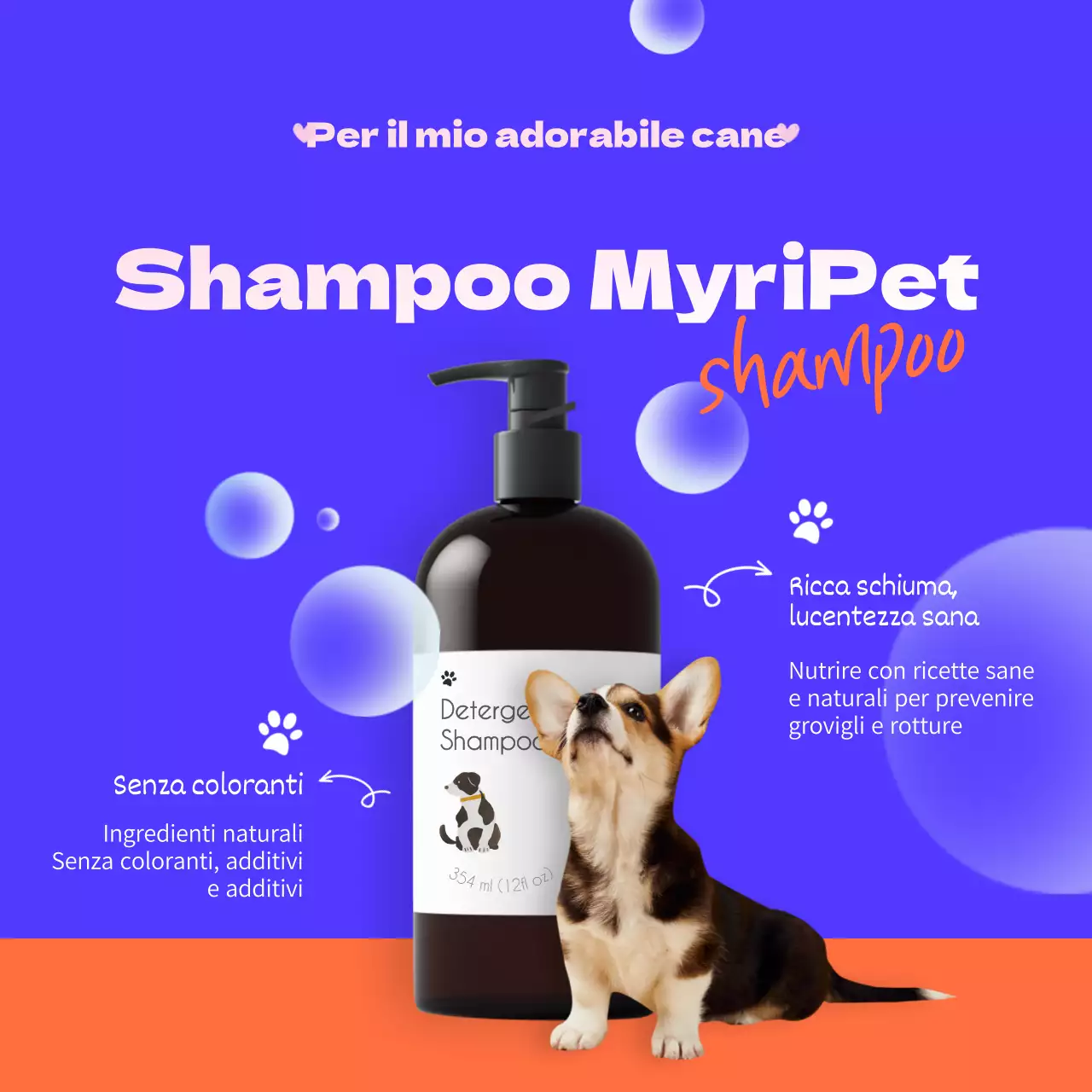 Promuovere lo shampoo viola per animali domestici