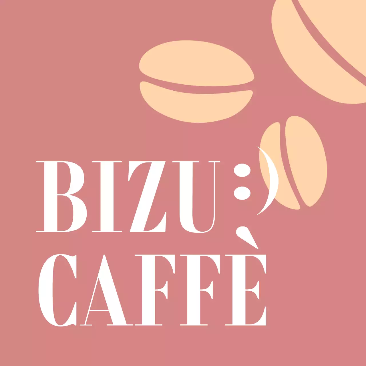 Una promozione classica del caffè con un'illustrazione di chicchi di caffè con testo bianco e colori marrone rossastro e giallo chiaro.