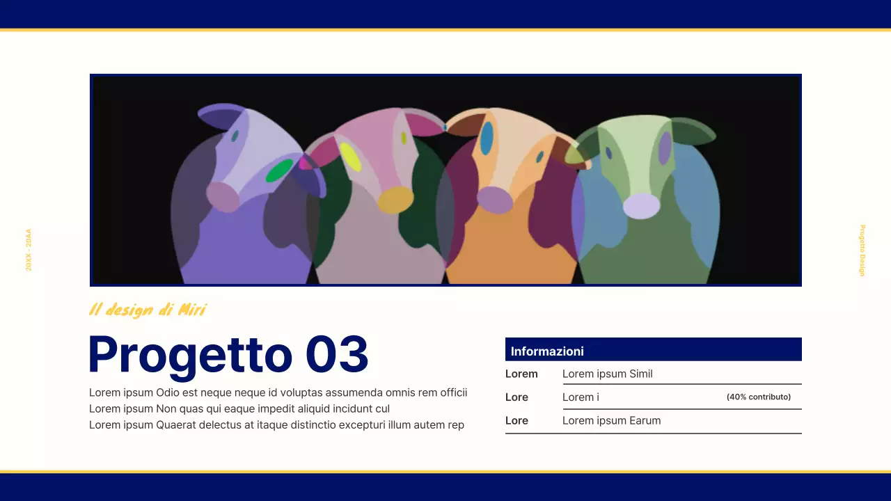 Portafoglio di design per un concetto retrò vintage in blu navy e giallo