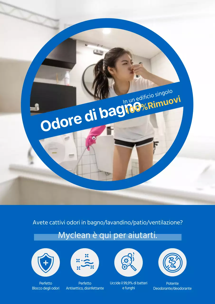 Volantino per i detergenti per la rimozione degli odori dei servizi igienici