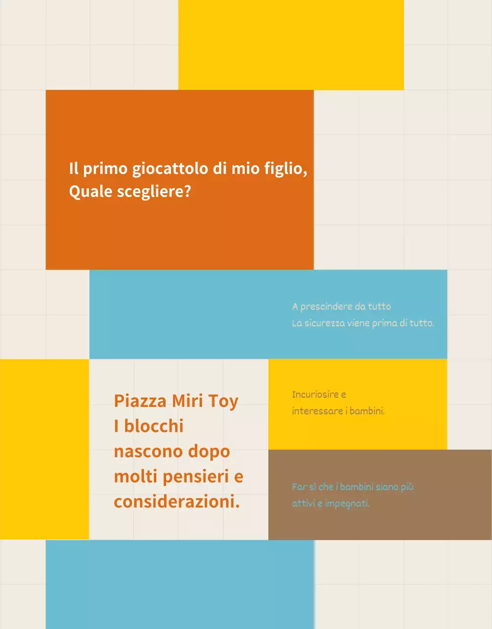 Giallo Blu Marrone Quadrato Blocktoy Promozione Parrocchiale Bambini