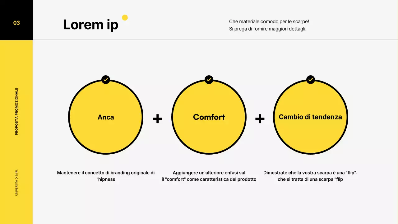 Piano di promozione marketing per una scarpa da ginnastica con un concetto di illustrazione a colori vivaci nei toni del giallo e del nero.